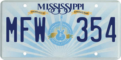 MS license plate MFW354