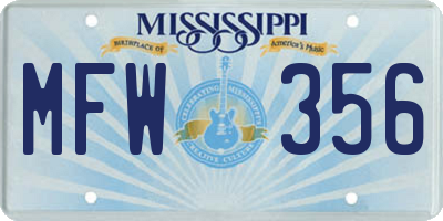 MS license plate MFW356