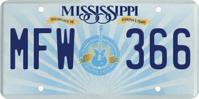 MS license plate MFW366