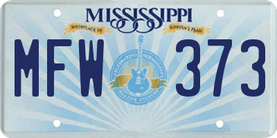 MS license plate MFW373