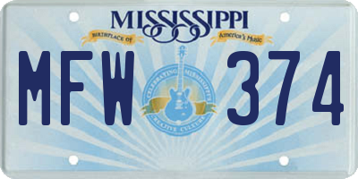 MS license plate MFW374