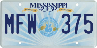 MS license plate MFW375