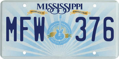 MS license plate MFW376