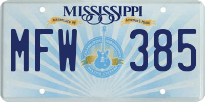 MS license plate MFW385