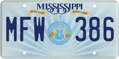 MS license plate MFW386