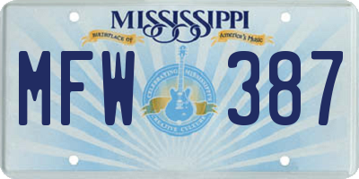MS license plate MFW387