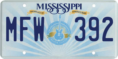 MS license plate MFW392