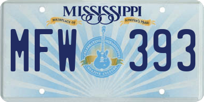 MS license plate MFW393