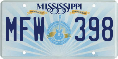 MS license plate MFW398