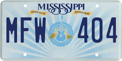 MS license plate MFW404