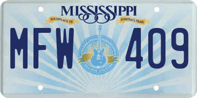 MS license plate MFW409