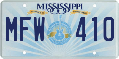 MS license plate MFW410