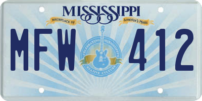 MS license plate MFW412