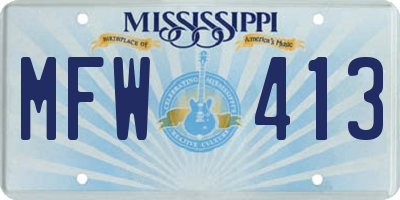 MS license plate MFW413