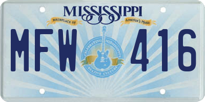 MS license plate MFW416