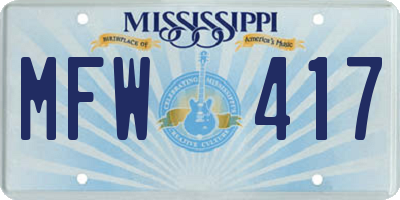 MS license plate MFW417