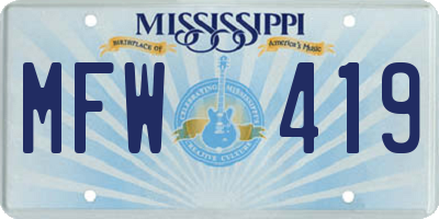 MS license plate MFW419