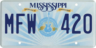 MS license plate MFW420