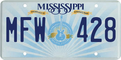 MS license plate MFW428