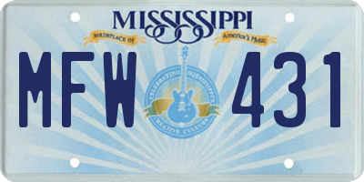 MS license plate MFW431