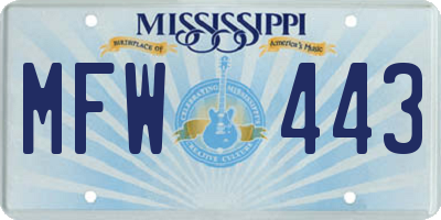 MS license plate MFW443