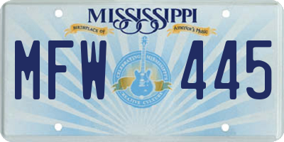 MS license plate MFW445