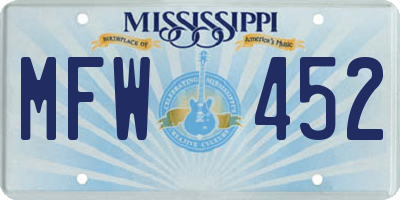 MS license plate MFW452