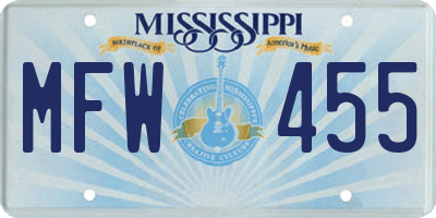 MS license plate MFW455