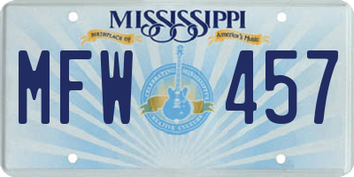 MS license plate MFW457