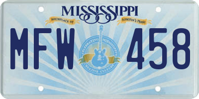 MS license plate MFW458
