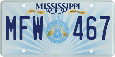 MS license plate MFW467