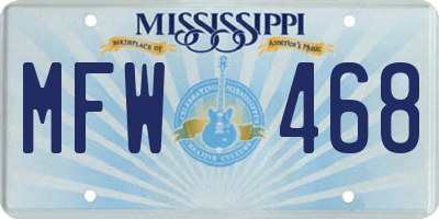 MS license plate MFW468