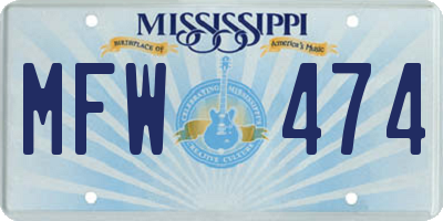 MS license plate MFW474