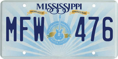 MS license plate MFW476