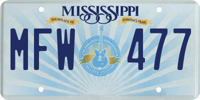MS license plate MFW477
