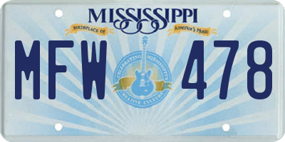 MS license plate MFW478