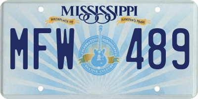 MS license plate MFW489