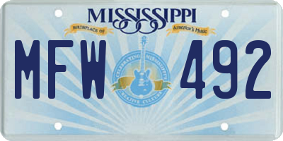 MS license plate MFW492