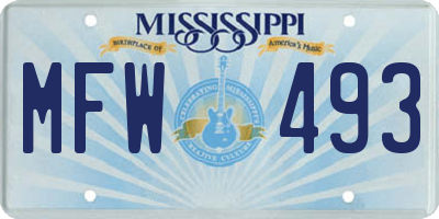 MS license plate MFW493