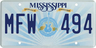 MS license plate MFW494