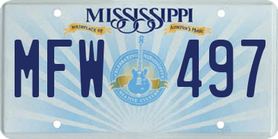 MS license plate MFW497