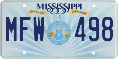 MS license plate MFW498