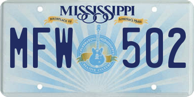 MS license plate MFW502