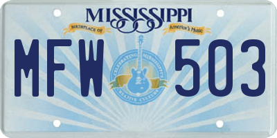 MS license plate MFW503