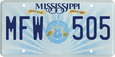 MS license plate MFW505