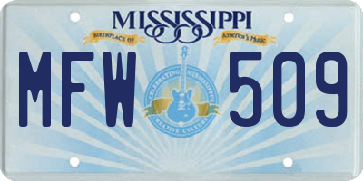 MS license plate MFW509
