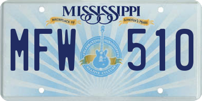 MS license plate MFW510