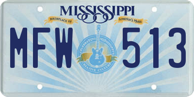 MS license plate MFW513