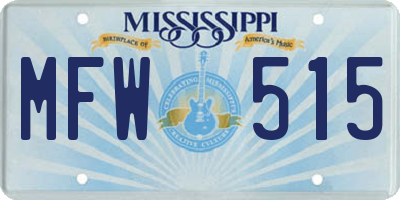 MS license plate MFW515