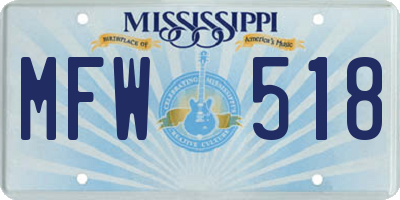 MS license plate MFW518